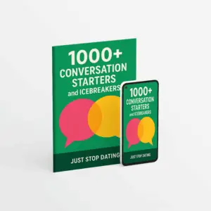 Cover of the eBook titled 1000+ Conversation Starters and Icebreakers showing two overlapping speech-bubble icons on a green background.